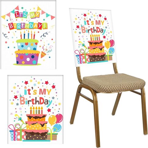 ميكس وير غطاء كرسي بعبارة It's My Birthday من قطعتين، غطاء مقعد عيد الميلاد، اغطية خلفية لكرسي الكب كيك للفصل الدراسي والمكتب وغرفة الطعام للاطفال وحفلات الطلاب وديكورات المدرسة، نمطين in Kuwait
