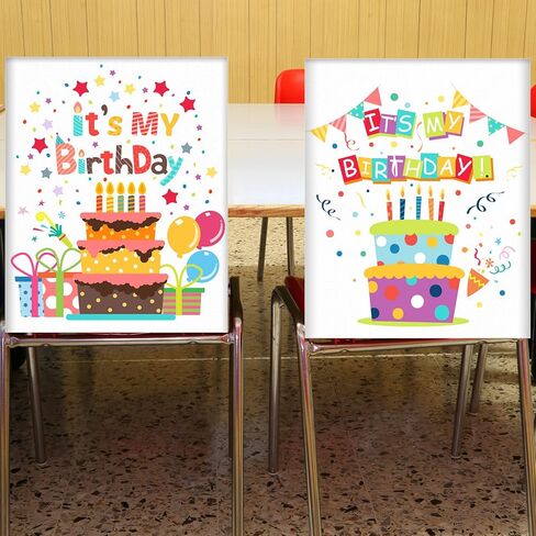 ميكس وير غطاء كرسي بعبارة It's My Birthday من قطعتين، غطاء مقعد عيد الميلاد، اغطية خلفية لكرسي الكب كيك للفصل الدراسي والمكتب وغرفة الطعام للاطفال وحفلات الطلاب وديكورات المدرسة، نمطين in Kuwait