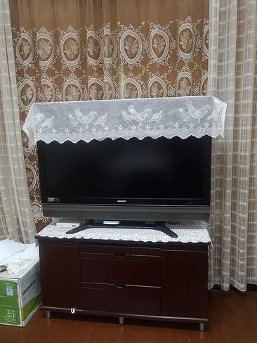 معنى 4 الستارة الستارة مع الديك الديك الأبيض البلد شبه شير قماش ستائر متماسكة الدانتيل 1 قطعة 60 "X14"(152x36 سنتيمتر) قضيب جيب in Kuwait