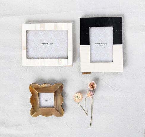 Creative Co-Op White Resin Beige Accents (Holds 5" x 7" Picture Frames and Photo Holders in Saudi Arabia