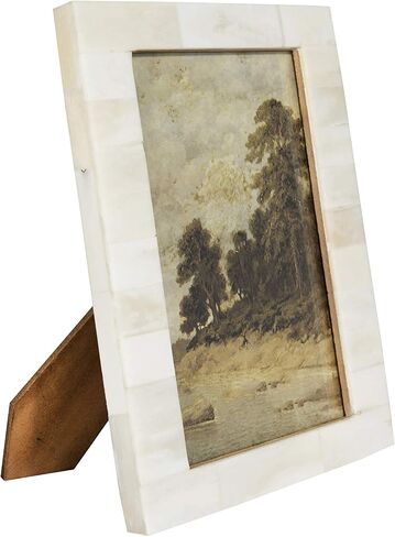 Creative Co-Op White Resin Beige Accents (Holds 5" x 7" Picture Frames and Photo Holders in Saudi Arabia