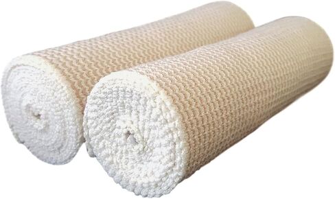 Elastic Bandage Wrap 2 Pack By HGP - Long Compression Bandage With Touch Closure At Both Ends - Extra Wide 6inch X 15 Foot - Precise Compression Wraps Lower Legs, Knee, Ankle or Chest With No Clips in Saudi Arabia