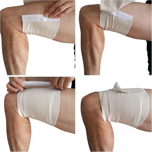 Elastic Bandage Wrap 2 Pack By HGP - Long Compression Bandage With Touch Closure At Both Ends - Extra Wide 6inch X 15 Foot - Precise Compression Wraps Lower Legs, Knee, Ankle or Chest With No Clips in Saudi Arabia