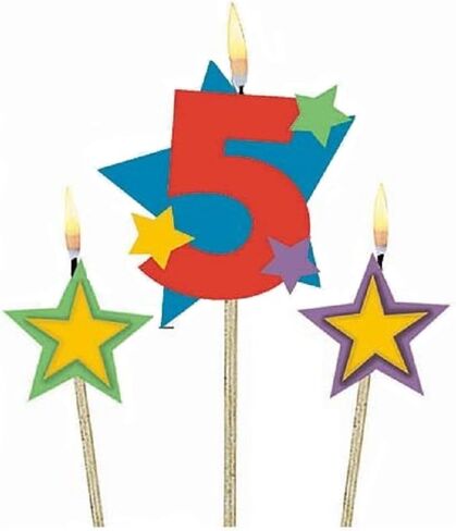 Amscan #5 Decorative Birthday Candle & Star Candles | Party Supply | 3 pieces in Saudi Arabia