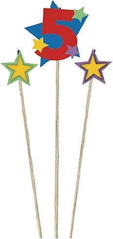 Amscan #5 Decorative Birthday Candle & Star Candles | Party Supply | 3 pieces in Saudi Arabia