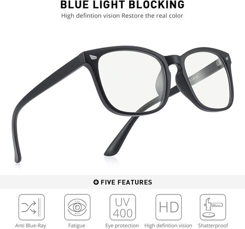نظارات OLIEYE للكمبيوتر الزرقاء لحجب الضوء - نظارات ألعاب مربعة للنساء والرجال مضادة لإجهاد العين ونظارات ألعاب القراءة in Kuwait