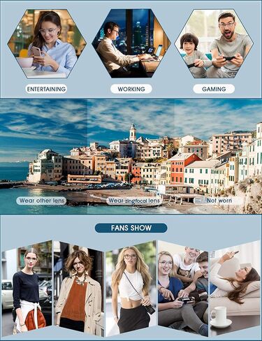 zingfocal 2 حزمة من النظارات السميكة ذات الحافة الدائرية الزرقاء لحجب الضوء لألعاب الكمبيوتر للنساء والرجال in Kuwait