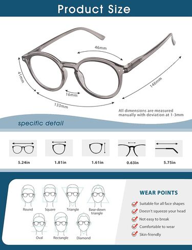 zingfocal 2 حزمة من النظارات السميكة ذات الحافة الدائرية الزرقاء لحجب الضوء لألعاب الكمبيوتر للنساء والرجال in Kuwait