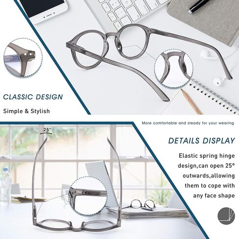 zingfocal 2 حزمة من النظارات السميكة ذات الحافة الدائرية الزرقاء لحجب الضوء لألعاب الكمبيوتر للنساء والرجال in Kuwait