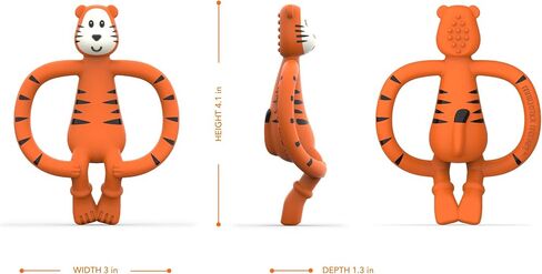 Matchstick Monkey Animal Silicone Teether for Baby 3 Months+, Easy to Hold & Naturally Fits in Mouth, BPA Free Food Grade w/BioCote Protection, Stimulates & Massages Sore Gums, Teddy Tiger in Kuwait