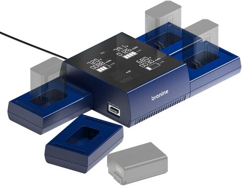 bronine Multi Brand 4 Port Camera Battery Charger & NP-FW50 Charging Kit 4 Pack Compatible with Sony A5100 A6000 A6300 A6400 A6500 Alpha A7 II A7R a7R II a7S II RX10 II III IV in Saudi Arabia