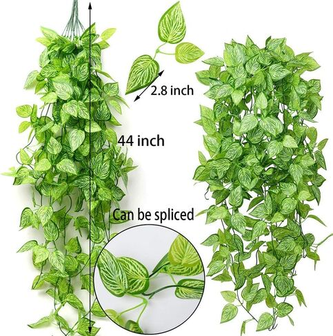 HANDIC Artificial Hanging Plants 2pcs Fake Hanging Plant Faux Hanging Plant Artificial Plants Outdoor UV Resistant Plastic Plants (Green) in Saudi Arabia