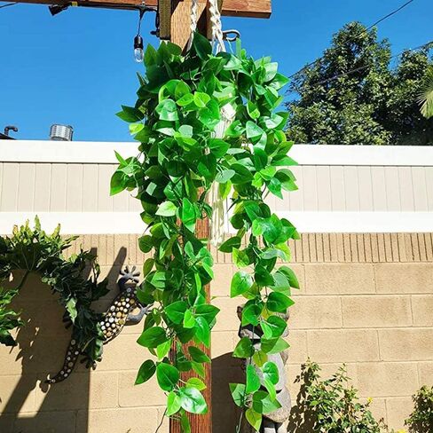 HANDIC Artificial Hanging Plants 2pcs Fake Hanging Plant Faux Hanging Plant Artificial Plants Outdoor UV Resistant Plastic Plants (Green) in Saudi Arabia