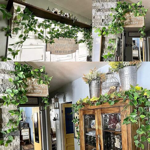 HANDIC Artificial Hanging Plants 2pcs Fake Hanging Plant Faux Hanging Plant Artificial Plants Outdoor UV Resistant Plastic Plants (Green) in Saudi Arabia