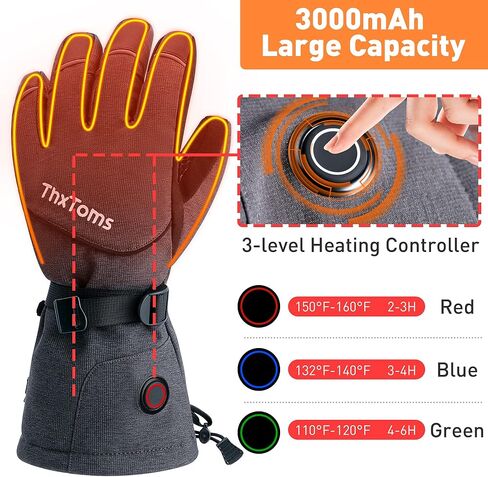 قفازات ThxToms الحرارية أفضل هدية للرجال والنساء، قفازات التزلج الكهربائية القابلة لإعادة الشحن وقفازات التزلج على الجليد المقاومة للماء لتدفئة اليد الحرارية in Kuwait
