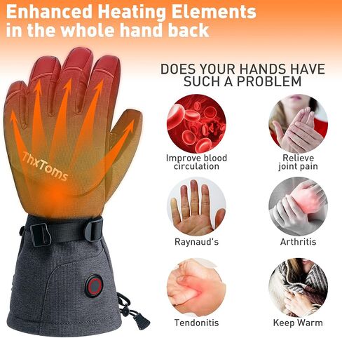 قفازات ThxToms الحرارية أفضل هدية للرجال والنساء، قفازات التزلج الكهربائية القابلة لإعادة الشحن وقفازات التزلج على الجليد المقاومة للماء لتدفئة اليد الحرارية in Kuwait