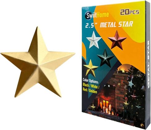 20 Pieces 2.3 Inch Metal Star, Barn Star for Home Decoration, Hanging Wall Decor for House, Iron Vintage Wall Arts and Crafts, Christmas Indoor Outdoor Decorations (Black) in Saudi Arabia