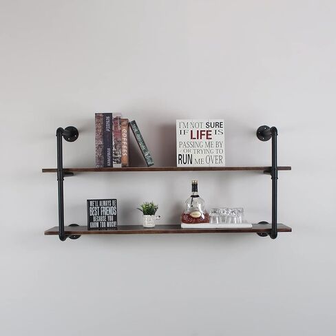 MBQQ Industrial Retro Pipe Shelf 36in 3 Tier Wall Mounted,Rustic Floating Shelves,Farmhouse Kitchen Bar Shelving,Home Decor Book Shelves,DIY Bookshelf Hanging Wall Shelves,Black in Kuwait