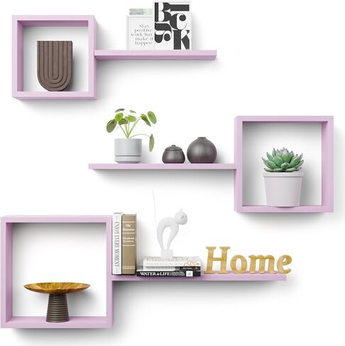 Wooden Square Floating Shelves Wall Mount, Floating Cube Wall Shelves Set of 6, Geometric Shelves for Wall Decor, Floating box shelves for Bedroom, Living Room, Bathroom, Kitchen, Office, Navy Blue. in Saudi Arabia