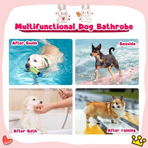 Dog Pets Bathrobe, Soft Breathable Super Absorbent Dog Robes Drying Dogs Bath Robe After Small Medium Pet Dog Bath Beach Pool (Pink Rabbit, M) in Kuwait