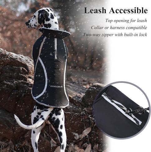 VIVAGLORY معطف الشتاء الدافئ للكلاب، عاكس للسلامة، صوف مريح قابل للتعديل، قماش للطقس البارد، مقاوم للماء، مقاوم للرياح، مقاوم للثلوج، سترات للكلاب، ملابس للحيوانات الأليفة للكلاب الصغيرة، أسود، مقاس S in Kuwait