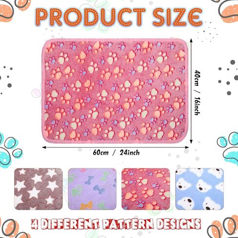 16 Pack Small Pet Blankets Soft Dog Flannel Blankets Washable Guinea Pig Blankets Hamster Bedding Mat Cage Liners Sleep Mat Pad Cover with Paw Print for Puppy Kitten Rabbit Hamster Chinchilla Hedgehog in Kuwait