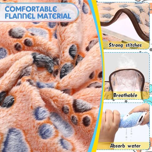 16 Pack Small Pet Blankets Soft Dog Flannel Blankets Washable Guinea Pig Blankets Hamster Bedding Mat Cage Liners Sleep Mat Pad Cover with Paw Print for Puppy Kitten Rabbit Hamster Chinchilla Hedgehog in Kuwait