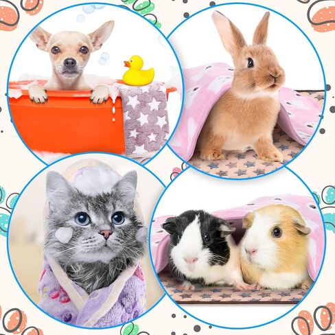 16 Pack Small Pet Blankets Soft Dog Flannel Blankets Washable Guinea Pig Blankets Hamster Bedding Mat Cage Liners Sleep Mat Pad Cover with Paw Print for Puppy Kitten Rabbit Hamster Chinchilla Hedgehog in Kuwait
