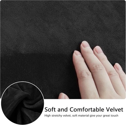 Velvet Couch Covers for 3 Cushion Couch Sofa Slipcover Velvet Plush Stretch Sofa Slipcover 4 Piece Sofa Covers for 3 Cushion Couch Covers Stretch Sofa Covers for Living Room Furniture Covers (Black) in Saudi Arabia