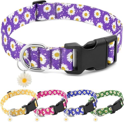 BiPawTi Floral Dog Collar for Girl Boy - Dog Collars Cute Flower Puppy Collar for Extra Small Dog, Soft Adjustable Dogs Collar for Small Dogs with Pretty Daisies Charms (XS, Purple) in Kuwait