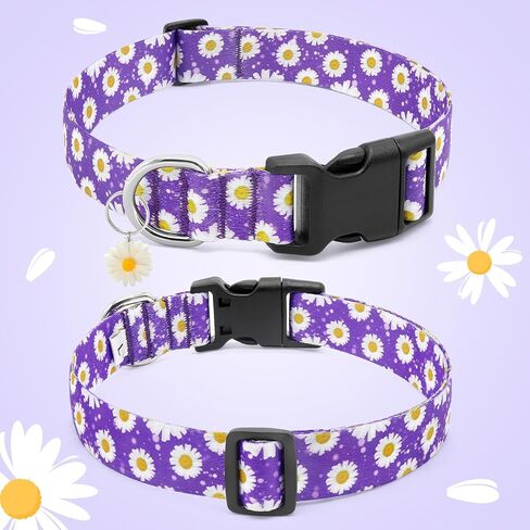 BiPawTi Floral Dog Collar for Girl Boy - Dog Collars Cute Flower Puppy Collar for Extra Small Dog, Soft Adjustable Dogs Collar for Small Dogs with Pretty Daisies Charms (XS, Purple) in Kuwait