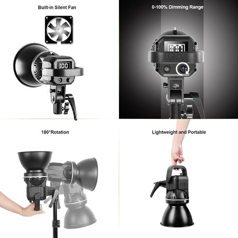 GVM 4 P80S Photography Lighting Kit, Studio Lights with 2 Umbrellas and 2 Softbox, 80W 5600K Video Light with 3 Color Backdrops (Black/White/Green) Background Screen, 9.1x9.8ft Backdrop Stands in Saudi Arabia