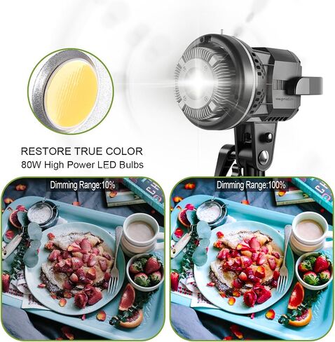 GVM 4 P80S Photography Lighting Kit, Studio Lights with 2 Umbrellas and 2 Softbox, 80W 5600K Video Light with 3 Color Backdrops (Black/White/Green) Background Screen, 9.1x9.8ft Backdrop Stands in Saudi Arabia