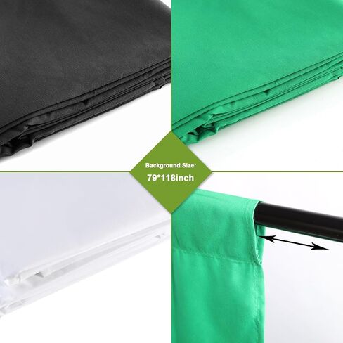 GVM 4 P80S Photography Lighting Kit, Studio Lights with 2 Umbrellas and 2 Softbox, 80W 5600K Video Light with 3 Color Backdrops (Black/White/Green) Background Screen, 9.1x9.8ft Backdrop Stands in Saudi Arabia