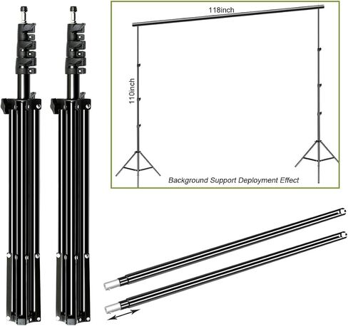 GVM 4 P80S Photography Lighting Kit, Studio Lights with 2 Umbrellas and 2 Softbox, 80W 5600K Video Light with 3 Color Backdrops (Black/White/Green) Background Screen, 9.1x9.8ft Backdrop Stands in Saudi Arabia