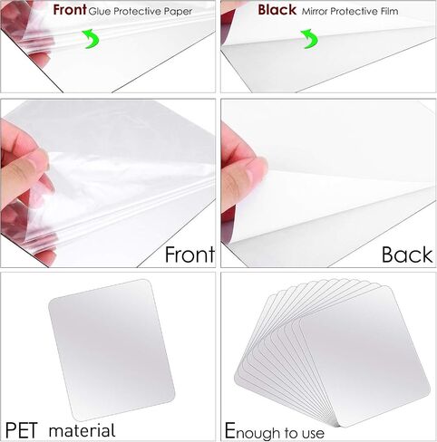 BBTO 10 Pieces Self Adhesive Mirror Tiles Wall Cut to Size Mirror Stickers Flexible Non Glass Mirror Sheets for Home Living Room Wall Decor (8 x 10 Inch) in Saudi Arabia