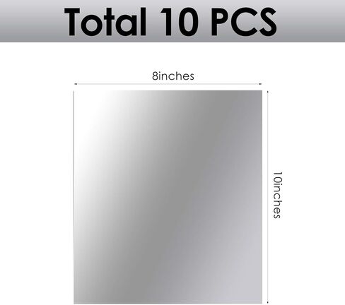 BBTO 10 Pieces Self Adhesive Mirror Tiles Wall Cut to Size Mirror Stickers Flexible Non Glass Mirror Sheets for Home Living Room Wall Decor (8 x 10 Inch) in Saudi Arabia