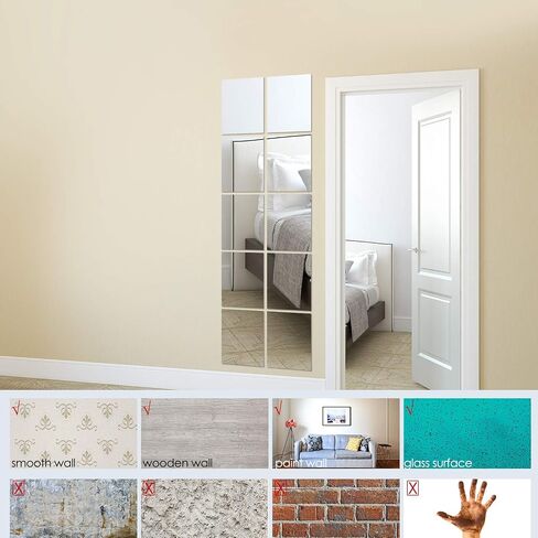 BBTO 10 Pieces Self Adhesive Mirror Tiles Wall Cut to Size Mirror Stickers Flexible Non Glass Mirror Sheets for Home Living Room Wall Decor (8 x 10 Inch) in Saudi Arabia