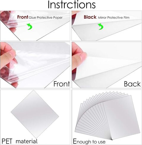 BBTO 10 Pieces Self Adhesive Mirror Tiles Wall Cut to Size Mirror Stickers Flexible Non Glass Mirror Sheets for Home Living Room Wall Decor (8 x 10 Inch) in Saudi Arabia
