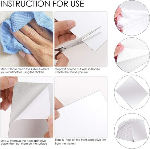 BBTO 10 Pieces Self Adhesive Mirror Tiles Wall Cut to Size Mirror Stickers Flexible Non Glass Mirror Sheets for Home Living Room Wall Decor (8 x 10 Inch) in Saudi Arabia