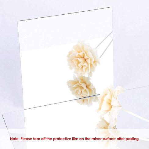 BBTO 10 Pieces Self Adhesive Mirror Tiles Wall Cut to Size Mirror Stickers Flexible Non Glass Mirror Sheets for Home Living Room Wall Decor (8 x 10 Inch) in Saudi Arabia