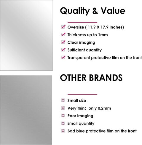 BBTO 10 Pieces Self Adhesive Mirror Tiles Wall Cut to Size Mirror Stickers Flexible Non Glass Mirror Sheets for Home Living Room Wall Decor (8 x 10 Inch) in Saudi Arabia