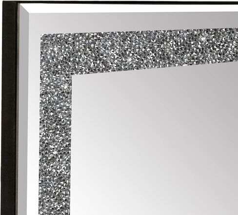 BOMINICA مرآة حائط مستطيلة من الكريستال الماسي مع مرآة بسلسلة من الفولاذ المقاوم للصدأ لغرفة النوم وغرفة المعيشة والممر، 30.48 سم × 40.64 سم in Kuwait