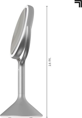 مرآة تجميل Sharper Image® SpaStudio™ مقاس 9 بوصات - مكبر صوت مدمج، صوت بلوتوث لاسلكي، عناصر تحكم في السطوع تعمل باللمس، حلقة إضاءة هالة LED قابلة للتعتيم، تكبير 10X و5X، غلاف مكياج تجميلي in Kuwait