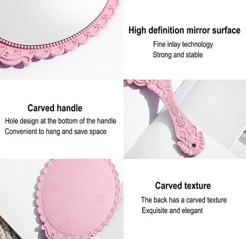 AKOAK Vintage Handheld Makeup Mirror, Exquisite Embossed Decorative Handle Makeup Mirror Portable Travel Mirror for Girls and Ladies (Oval, Black) in Saudi Arabia