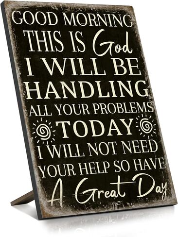 Putuo Decor Good Morning This is God I Will be Handing All Your Problems, Funny God Christian Wall Plaque, 8.2x5.8 Inches Catholic Inspirational Tabletop Sign in Saudi Arabia