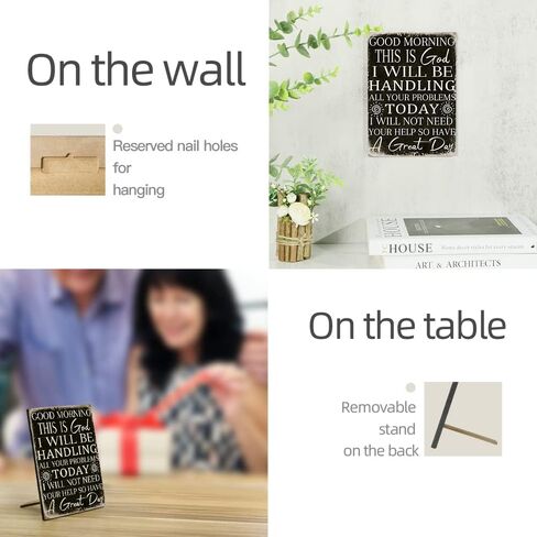 Putuo Decor Good Morning This is God I Will be Handing All Your Problems, Funny God Christian Wall Plaque, 8.2x5.8 Inches Catholic Inspirational Tabletop Sign in Saudi Arabia
