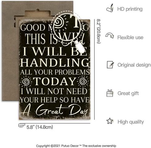 Putuo Decor Good Morning This is God I Will be Handing All Your Problems, Funny God Christian Wall Plaque, 8.2x5.8 Inches Catholic Inspirational Tabletop Sign in Saudi Arabia