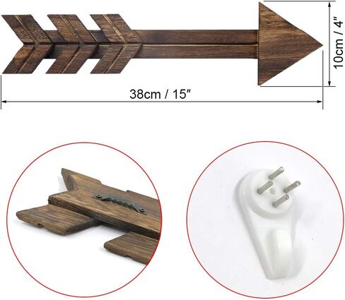 N/A 4 PCS Rustic Wood Arrow Sign Wall Decor Dark Wooden Arrows Farmhouse And Home Hanging Decoration for Home Or Wedding in Saudi Arabia
