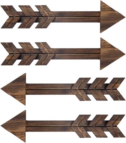 N/A 4 PCS Rustic Wood Arrow Sign Wall Decor Dark Wooden Arrows Farmhouse And Home Hanging Decoration for Home Or Wedding in Saudi Arabia